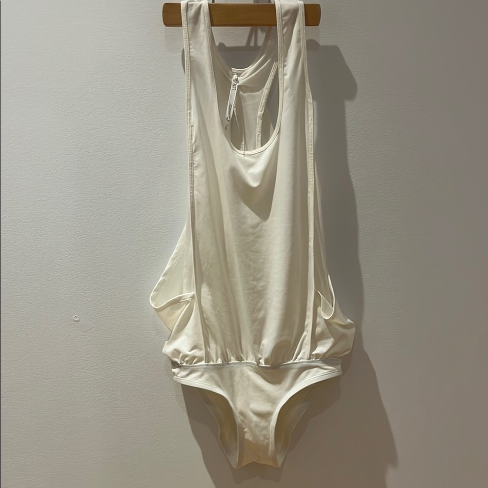 Lole Cream Sleeveless Silk Bodysuit